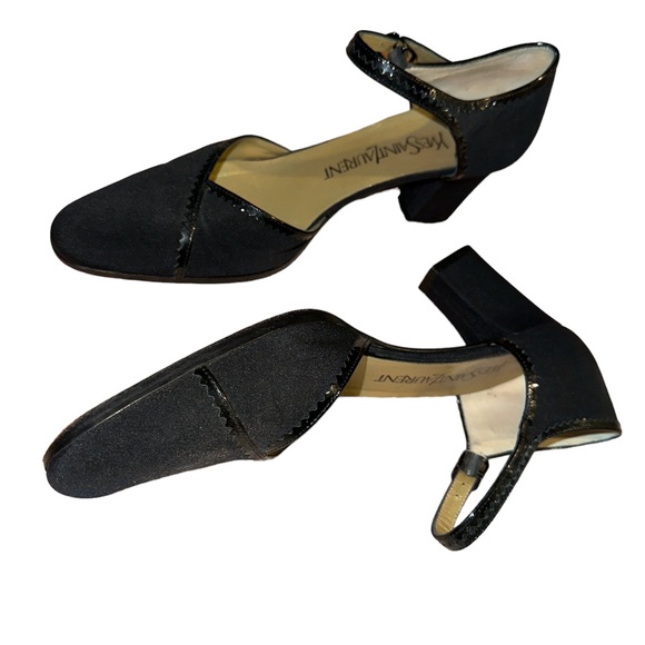 Yves saint Laurent y2k stacked heel shoes pumps strappy ankle 7 7m - Picture 3 of 5